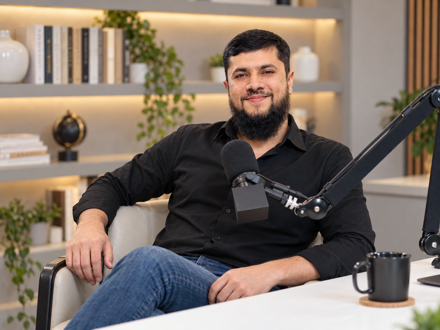 Bilal Saeed, Business Growth Architect, seated at his desk