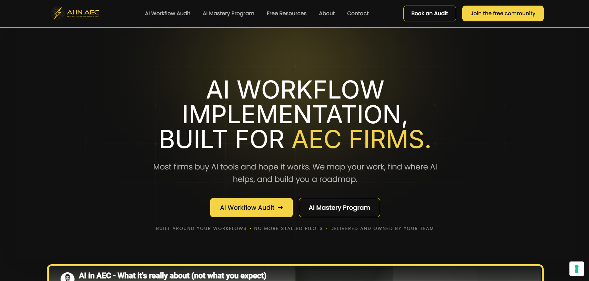 AI in AEC website homepage
