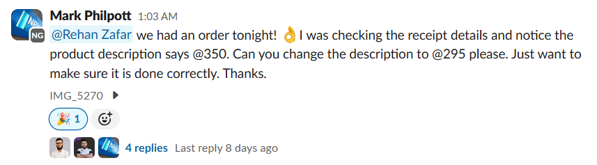 Slack order request