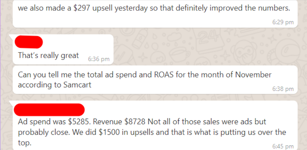 Ad spend and return on ad spend